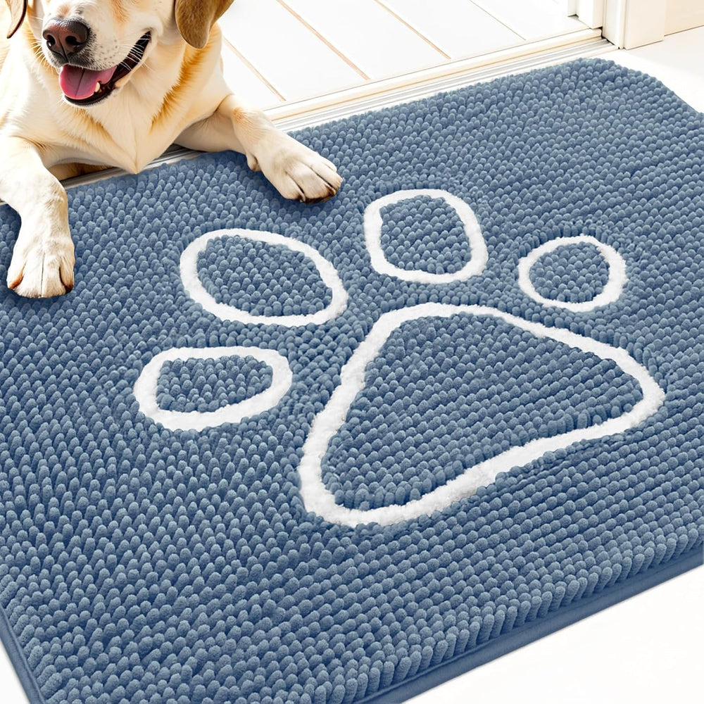 OLANLY Dog Door Mat for Muddy Paws 32x20, Paw Print Design, Absorbs Moisture