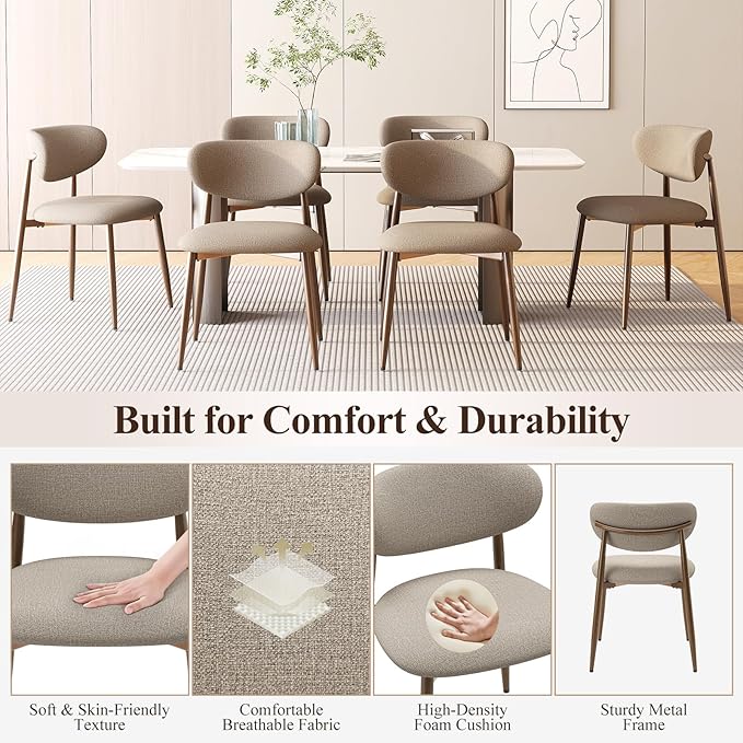 Dining Chairs Set of 2, Upholstered Dining Room Chairs with Metal Legs and An...