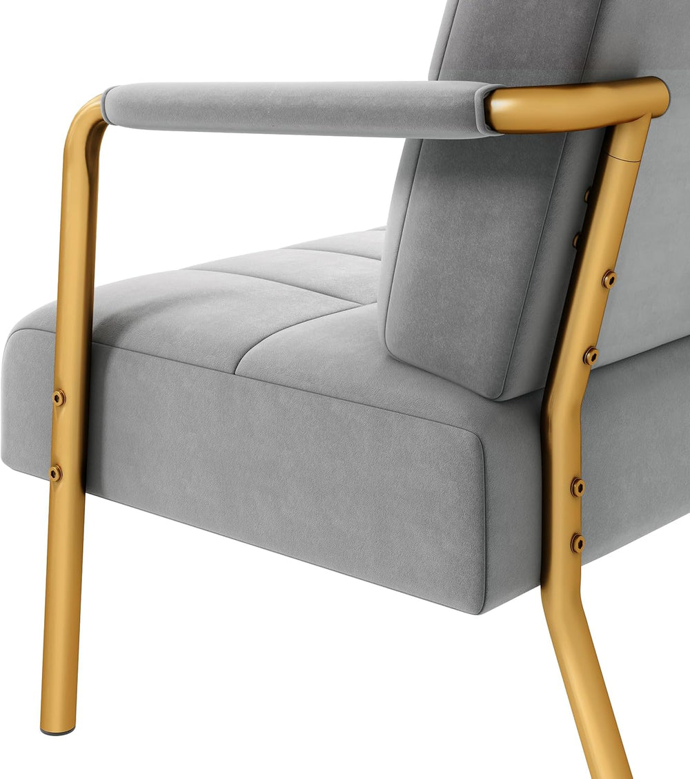 Yaheetech 30" Velvet Sofa Chair Accent Sofa with Gold Metal Leg, Light Gray