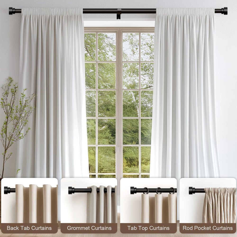 Lootkell Modern Black Curtain Rods Set, 48-84 Inches Adjustable, Heavy Duty 1...
