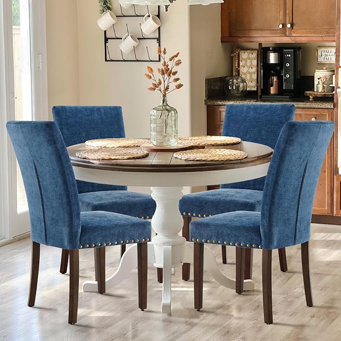 COLAMY Upholstered Parsons Dining Chairs Set of 4, Fabric Dining Room Kitchen...