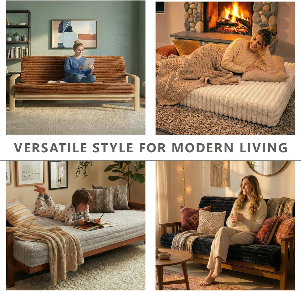 Memory Foam Futon Mattress, Foldout Couch Futon Mattress - 6x60x80 (White Ivo...