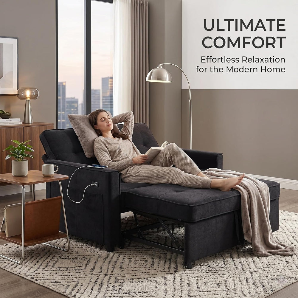 Actinidia 3 in 1 Convertible Sofa Bed, 53" Modern Loveseat Sleeper Sofa ...