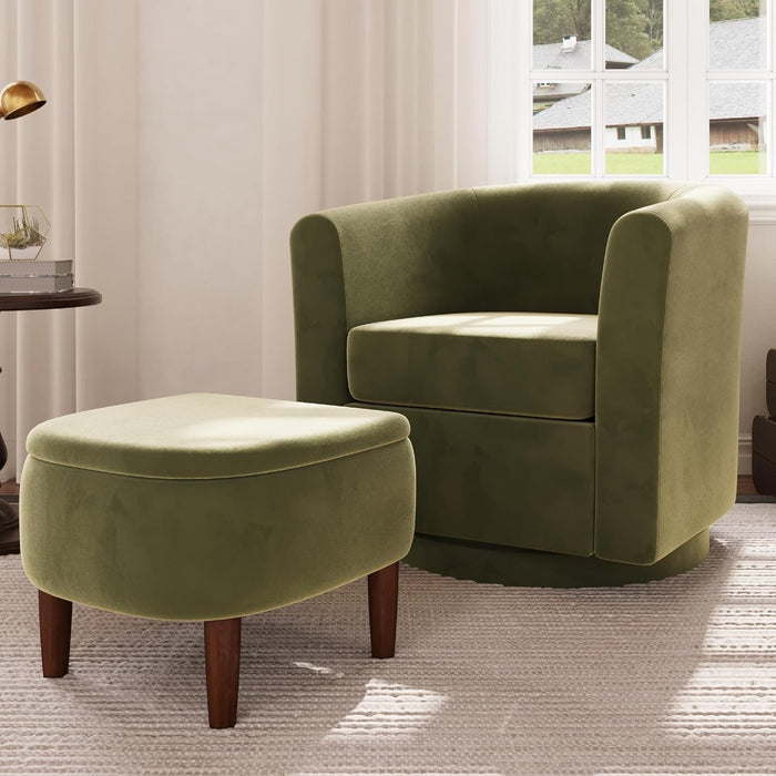 360° Swivel Accent Chair and Storage Ottoman Set