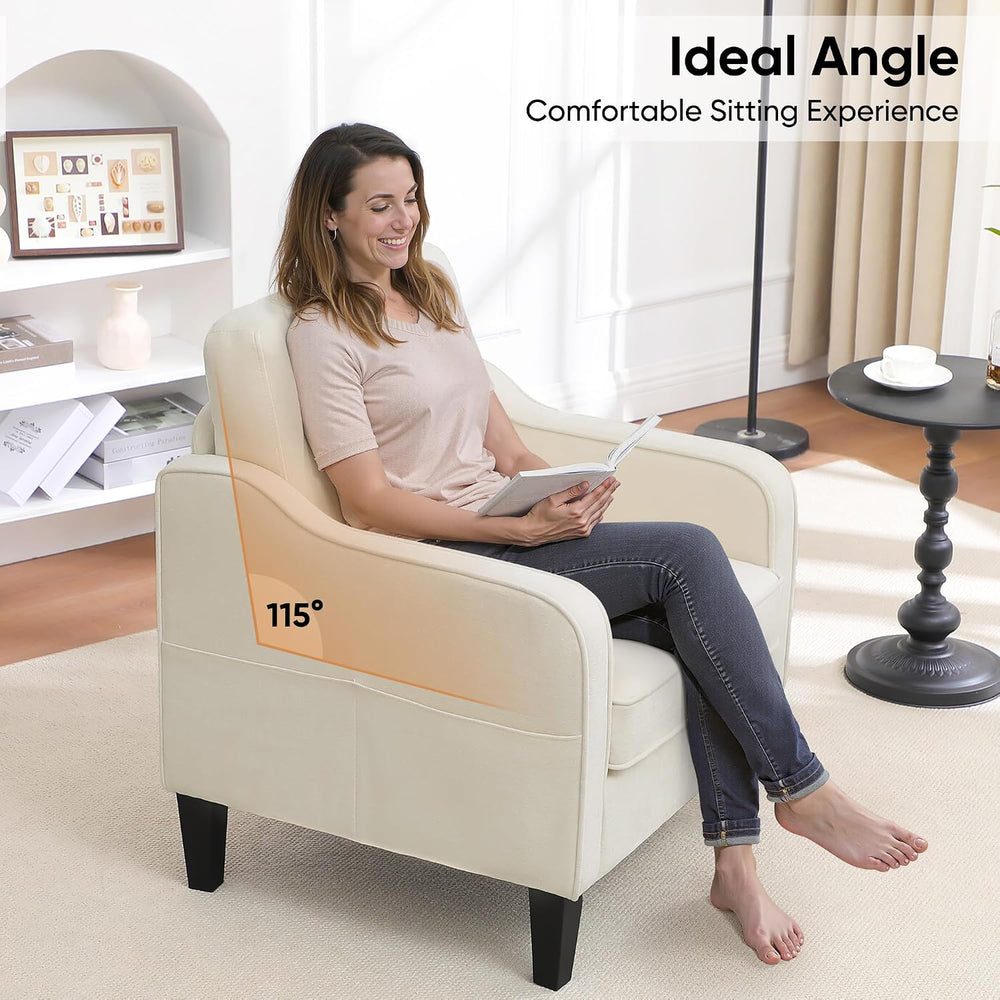 Accent Chair for Living Room, Mid Century Modern Reading Chair for Bedroom, U...