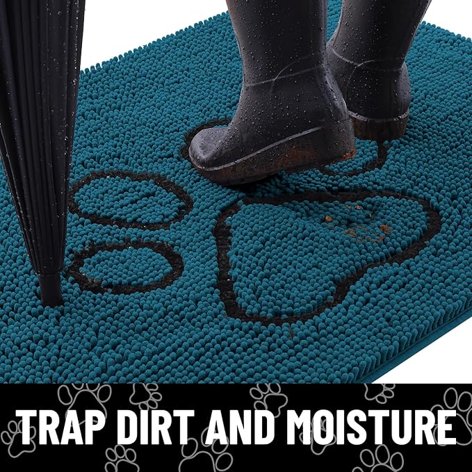 Smiry Dog Door Mat for Muddy Paws, Absorbent Dirt Trapper Non Slip Quick Dry