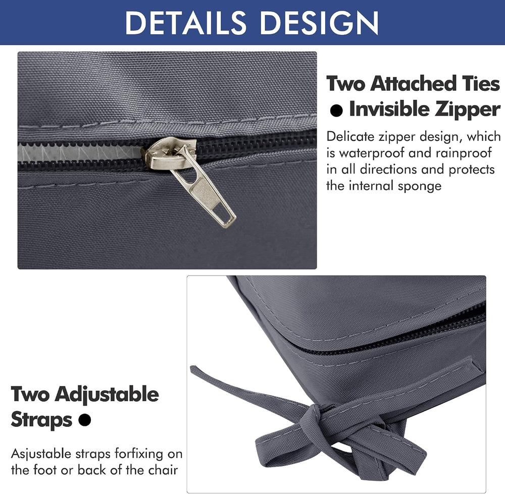 Outdoor Chair Cushions Set of 2, 24 x 24 x4 Inch Deep Seat