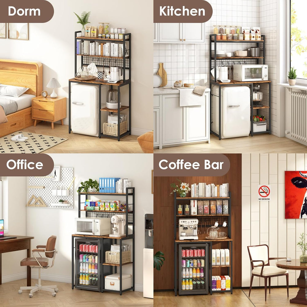 Multi-Functional Mini Fridge Stand, Mini Fridge and Microwave Storage Shelves...