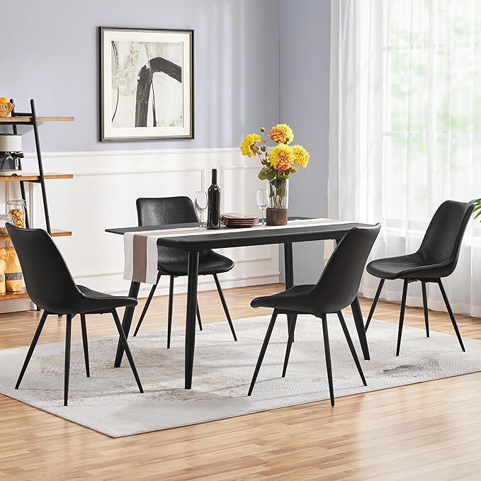 Yaheetech Dining Chairs Set of 4 Modern Upholstered Dining Room Chairs with F...