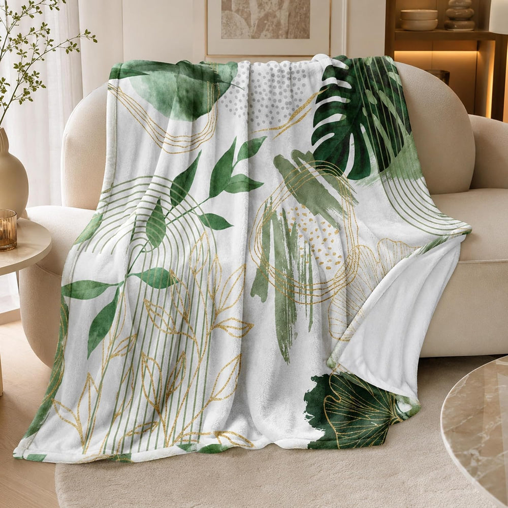 Sage Green Leaf Twin Blanket, 60x80 in