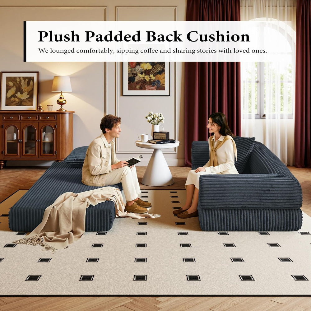 Boneless Couch Futon Sofa Bed Sectional Couches for Living Room,Cloud Couch w...
