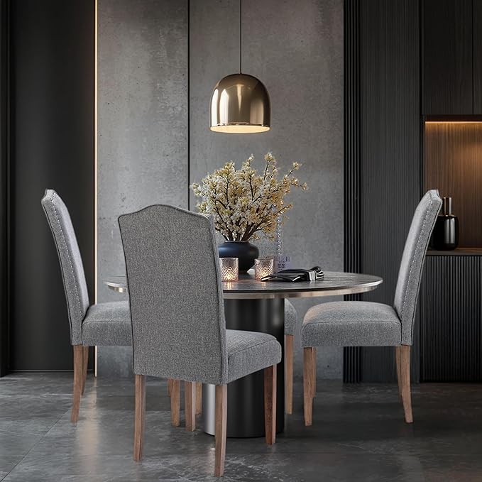 Upholstered Dining Chair Modern Stylish Parsons Kitchen Diner High Back with ...
