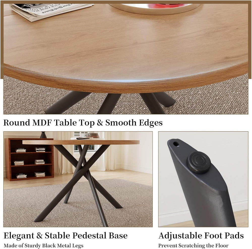 HIPIHOM 45.3 Inch Modern Round Dining Table for 4, Space-Saving Dinette with ...