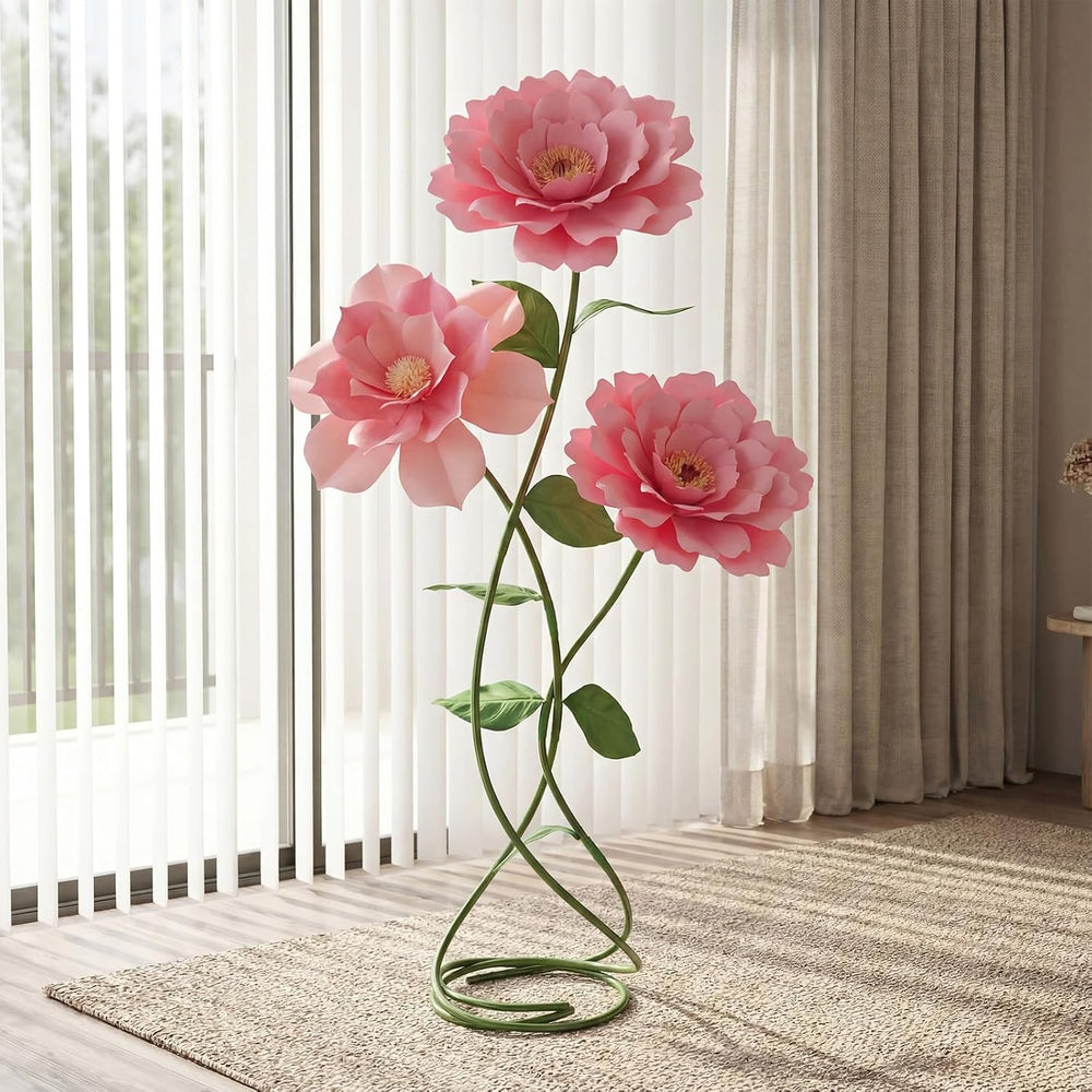 BreezeHug 6 Pcs Free Standing Giant Flowers Stem Stands Giant Artificial Flow...