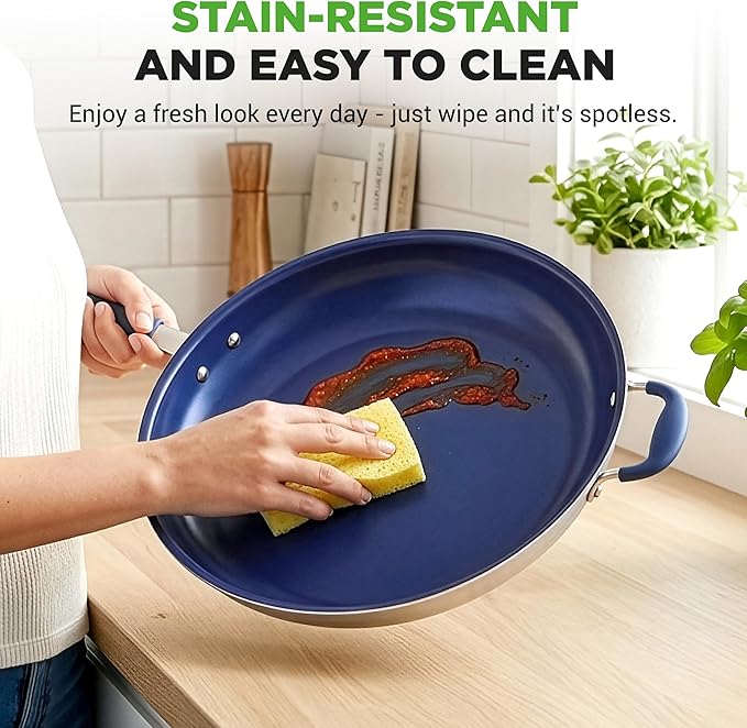 NutriChef 14" Fry Pan With Lid