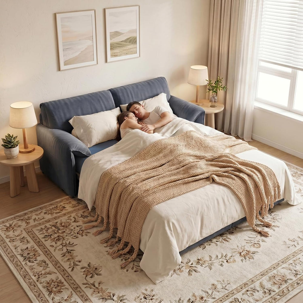 Yafylly Full Size Velvet Loveseat, Queen Pull Out Sofa Bed, 3 in 1 Convertibl...