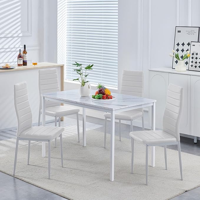 PU Dining Chairs Set of 4, Modern Kitchen & Dining Room Chairs Faux Leath...