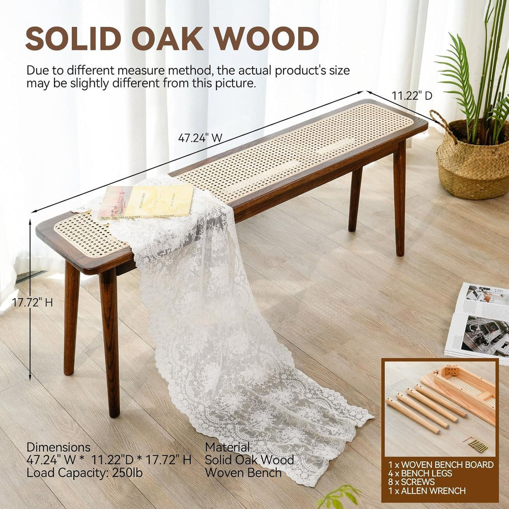 Solid Wood Kitchen Dining Bench, 39.4" Entryway Bench, Walnut | Mid Cent...