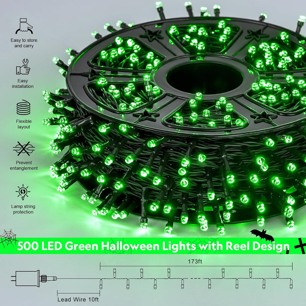 JMEXSUSS 500 LED Green Halloween Lights, 173ft Christmas Lights Plug in