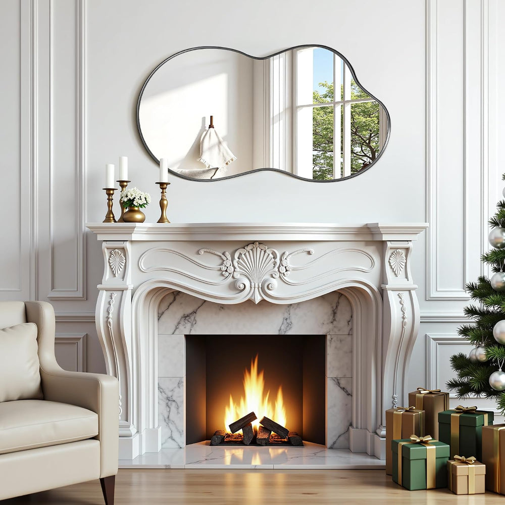 Suidia Irregular Wall Mirror, 36"x20" Bathroom Mirror Asymmetrical ...