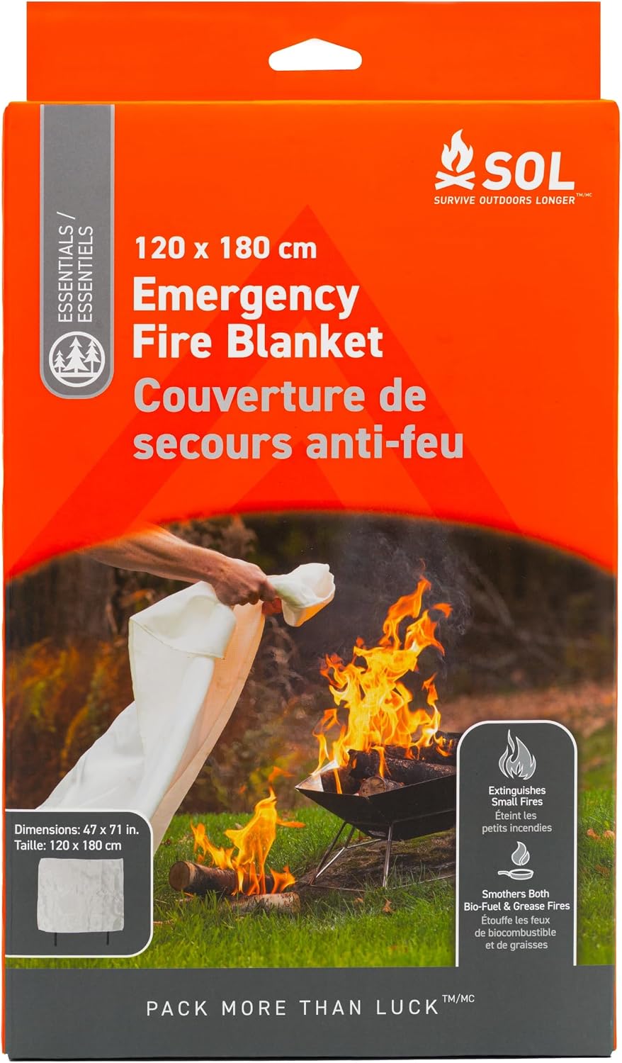 SOL Emergency Fire Safe Blanket, 47" x 70"