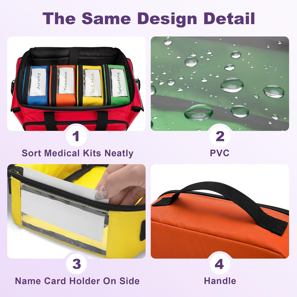 Trunab 4 Pcs First Aid Pouch Set,Color-Coded Medical Bag for Emergency Kits