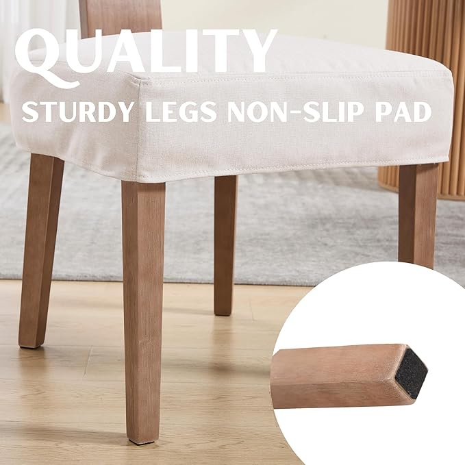 Upholstered Dining Chairs Set of 6 with Seat Covers, Modern Wooden Kitchen Ch...