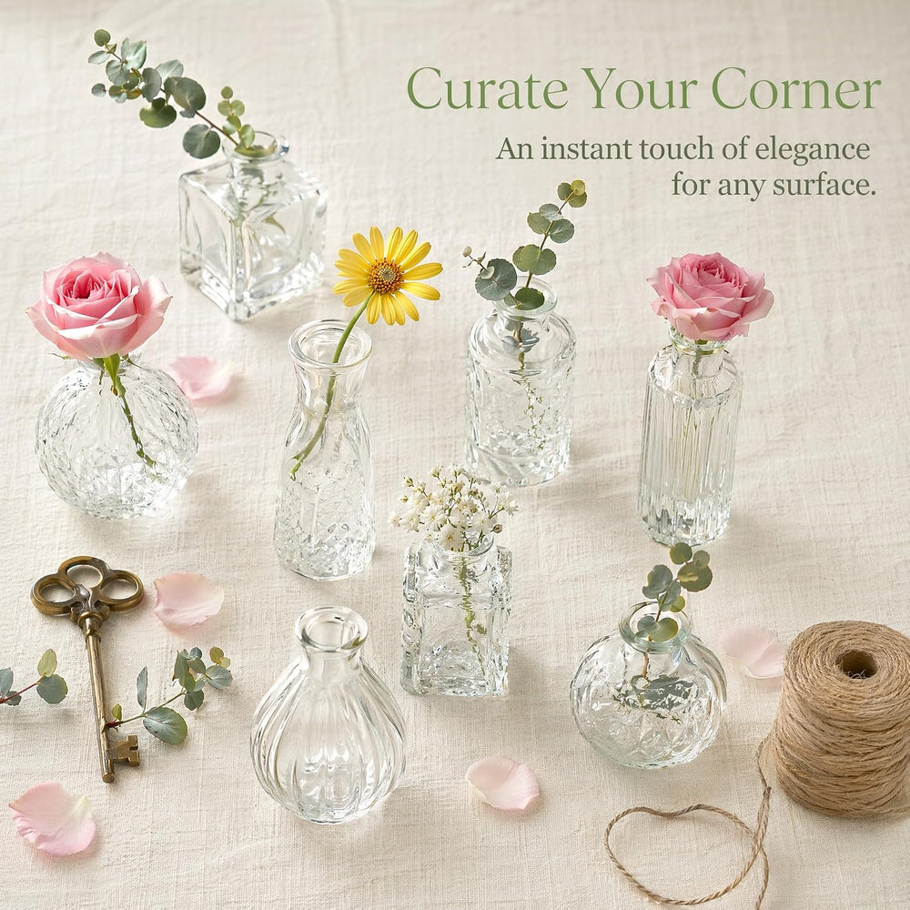 42 Pcs Clear Glass Bud Vases in Bulk,Small Vintage Flower Vases