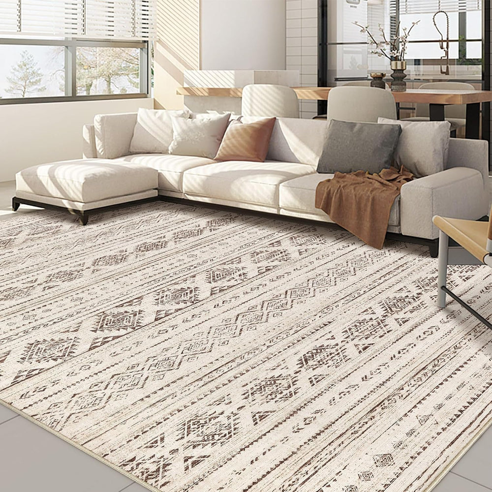 Nakagishi 10x14 Area Rugs Living Room: Washable Boho Large Neutral Soft