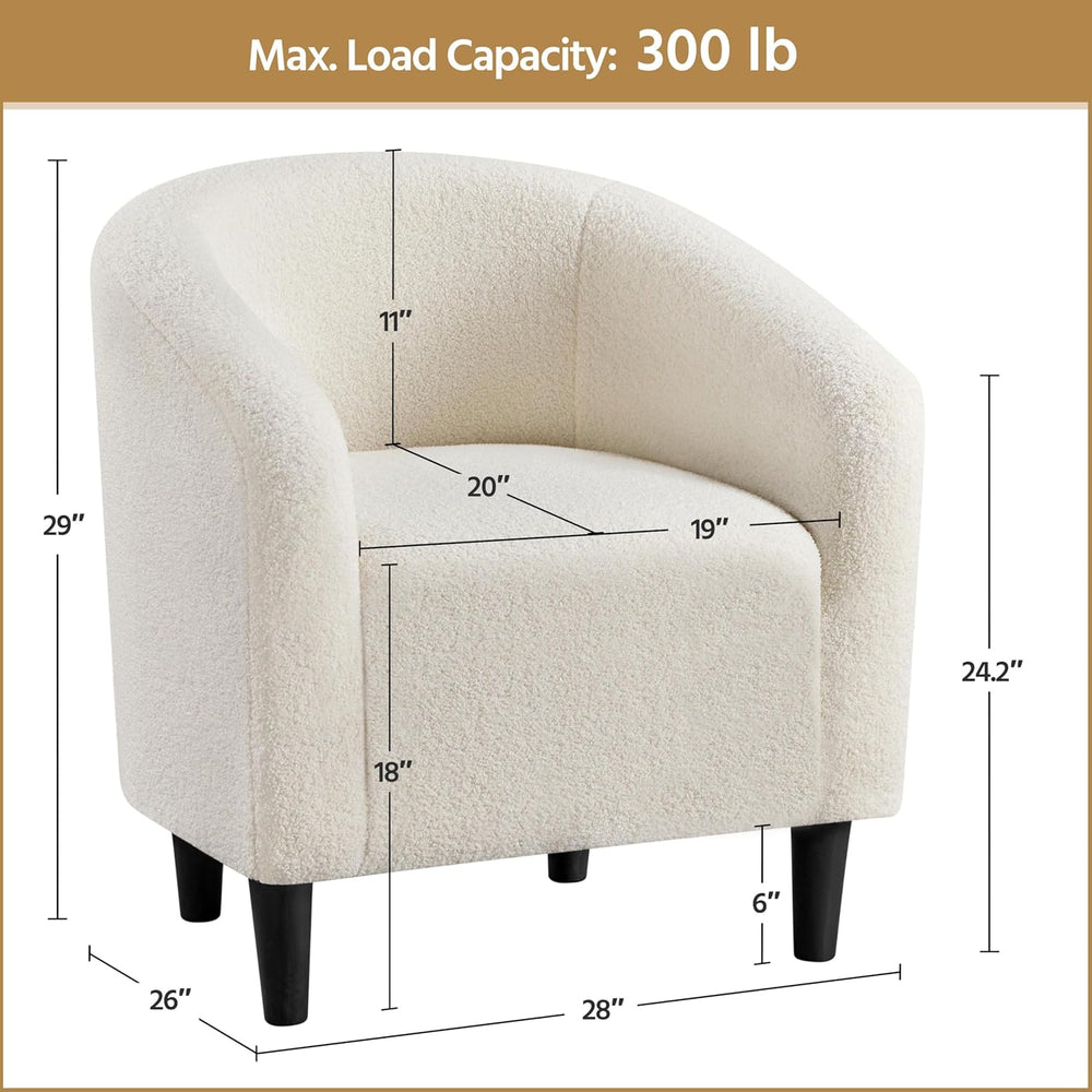 Yaheetech Accent Barrel Chair, Boucle Fabric Club Chair, Furry Sherpa Elegant...
