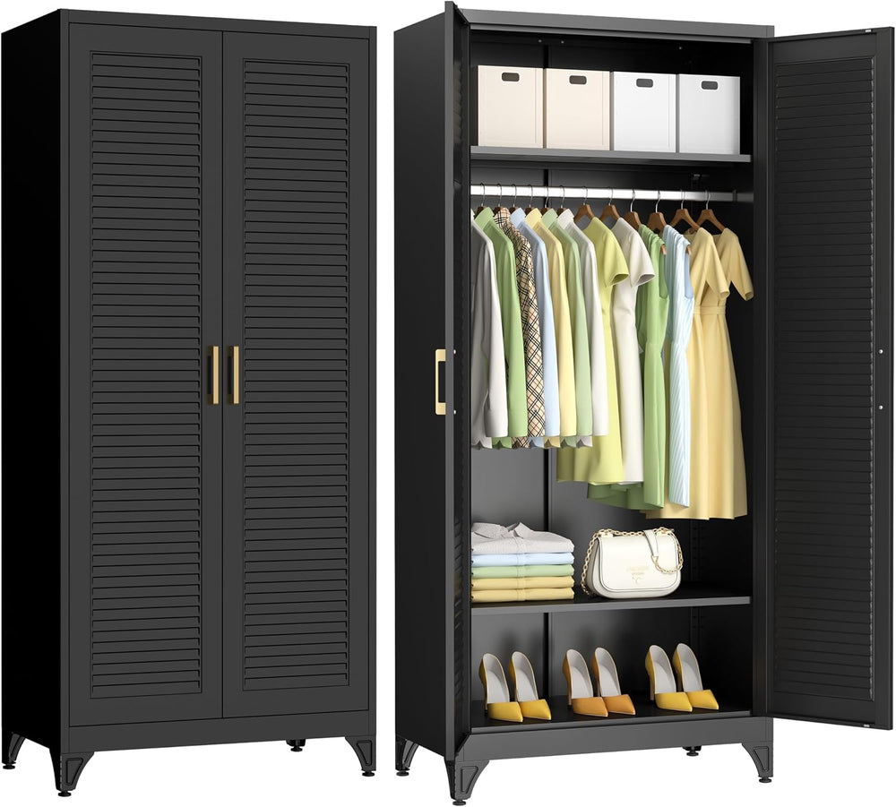 71" Tall Metal Armoire Wardrobe Closet with 2 Doors