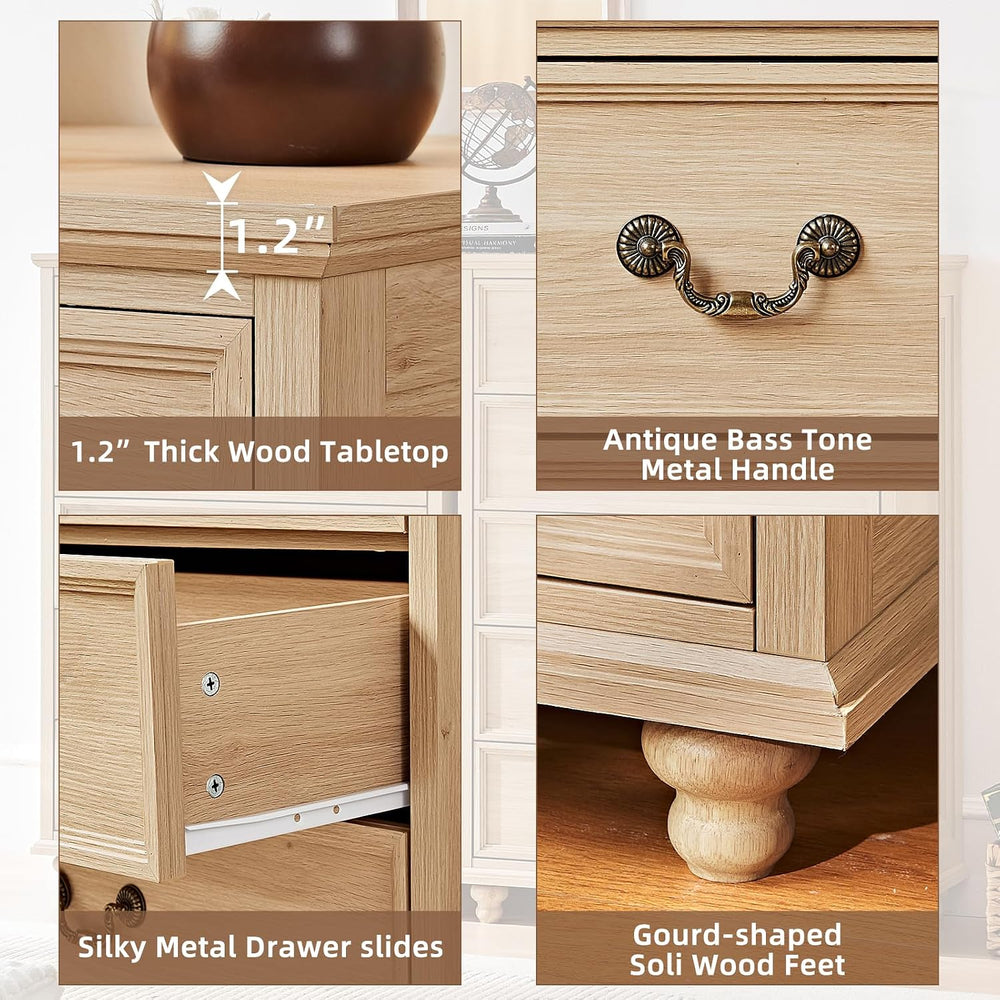 Joaxswe Farmhouse 5 Drawer Dresser for Bedroom, 45" Tall Vinatge Chests ...