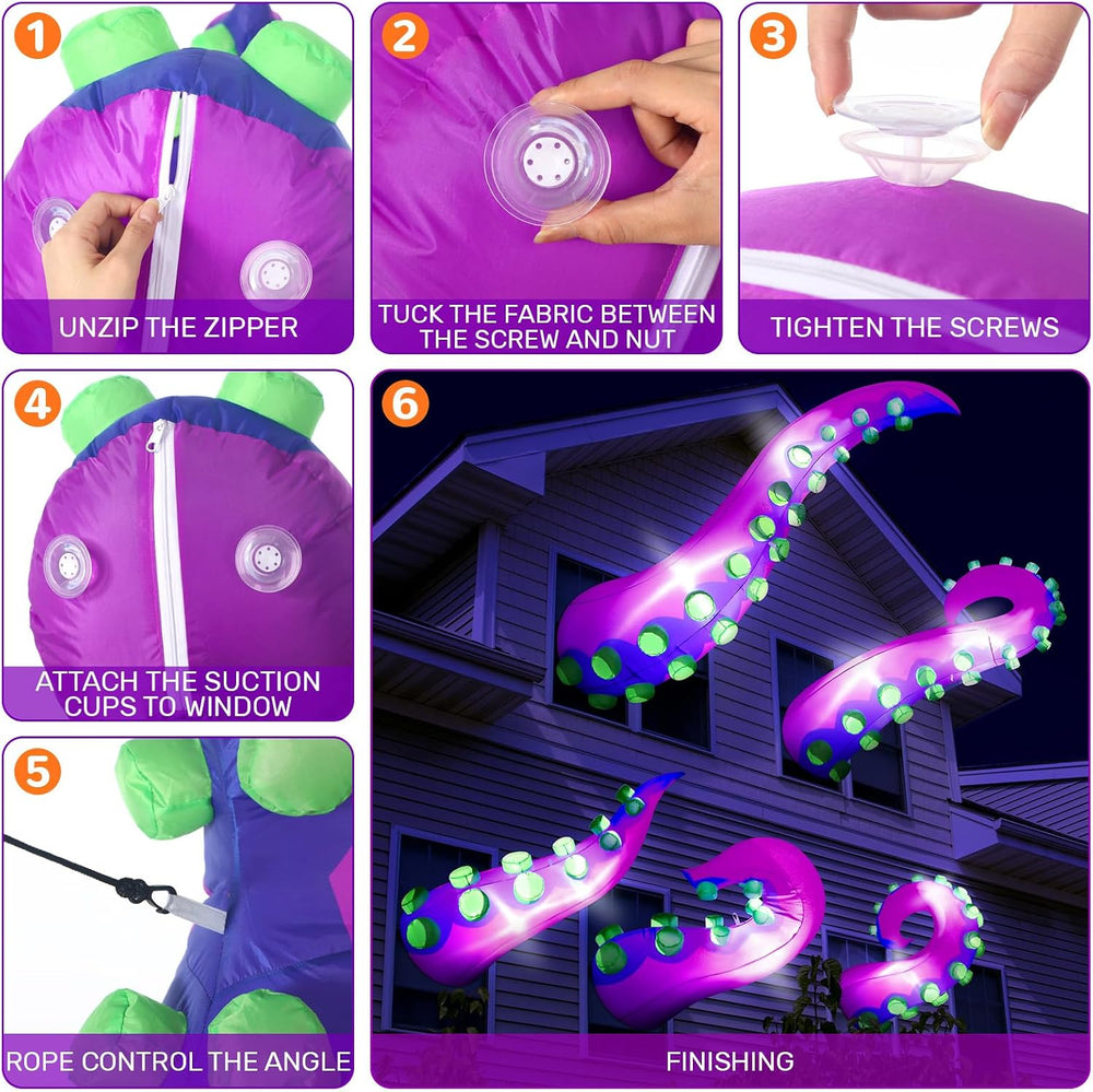 Libima 5 Pcs 5 ft Halloween Inflatable Lighted Giant Octopus Tentacle