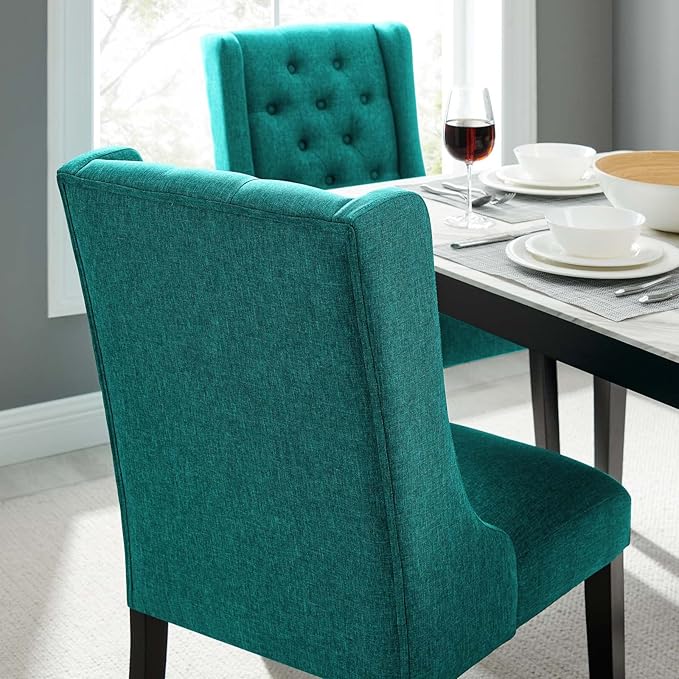 Modway Baronet Button-Tufted Fabric Parsons Dining Chair in Teal