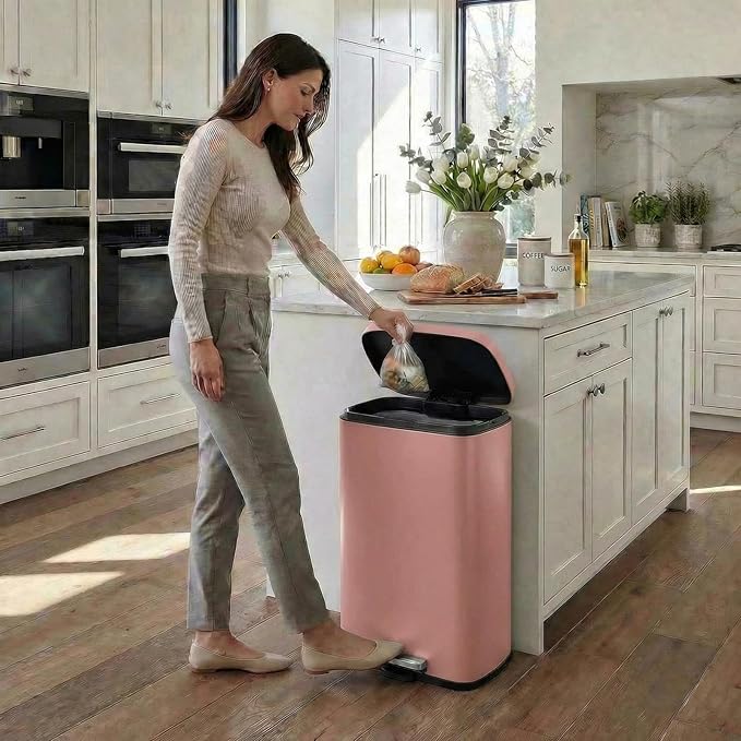8 Gal Kitchen Trash Can, 30L Recycling or Garbage Bin, Brushed Stainless Steel