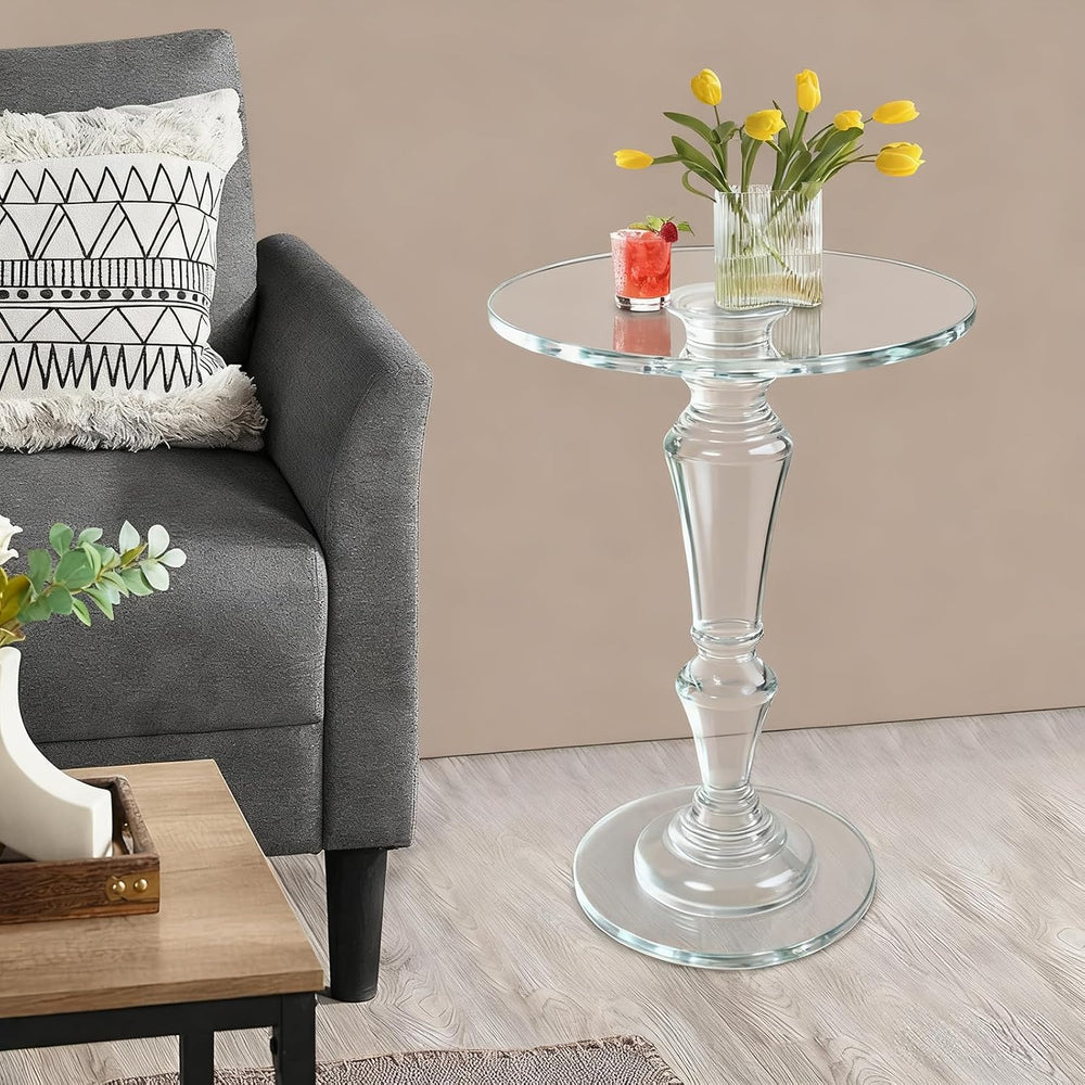 Acrylic End Table Clear Coffee Table with Round Tabletop, Multifuntional Side...