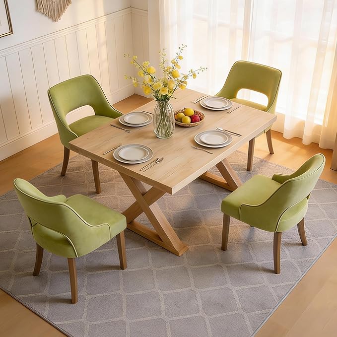ClinQ Wooden Dining Chairs Set of 2, Modern Fabric Upholstered Kitchen Chairs...