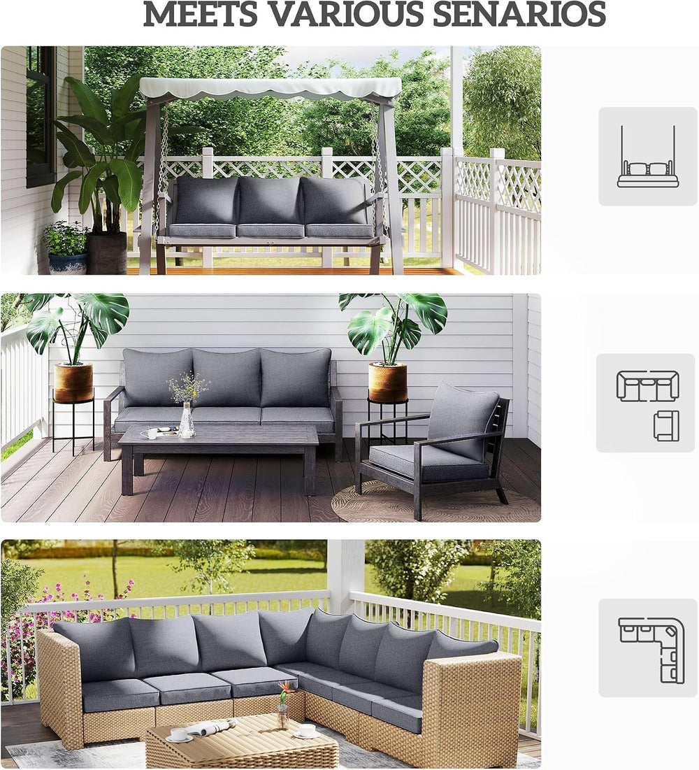 Outsunny Outdoor Chair Cushions Set of 4 Fade Resistant 24x24 in Gray