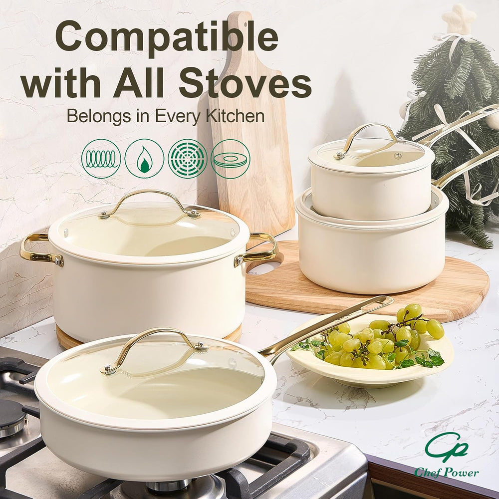 Ceramic Frying Pan 5Pcs, Non Stick Skillet 8/9/11 Inch