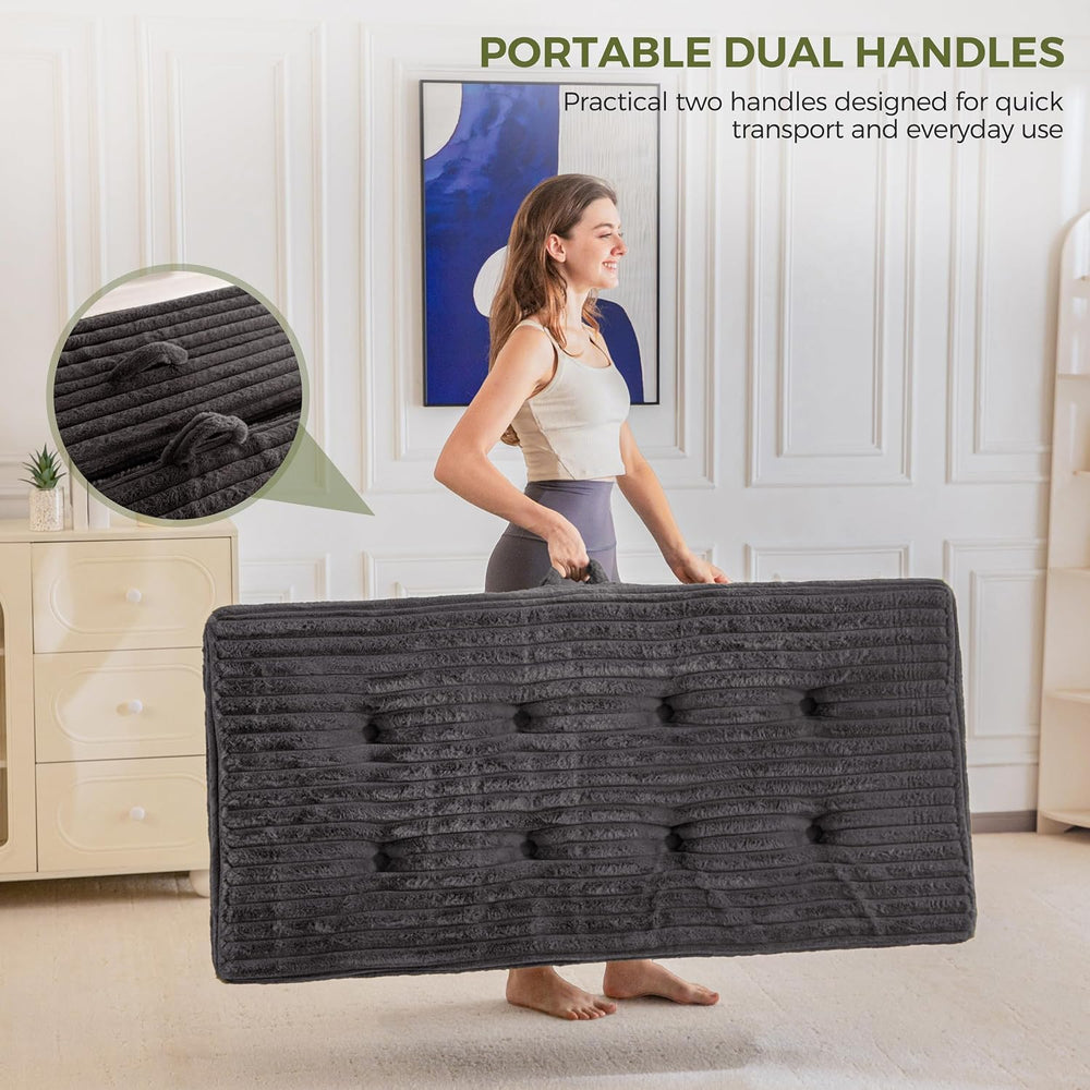 MAXYOYO Folding Sofa Couch Bed, 6 Inch Tri-Fold Floor Sofa Bed, Folding Mattr...