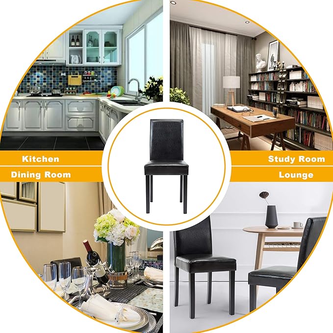LSSPAID Dining Chairs Set of 4, PU Leather Padded Upholstered Modern Parson C...
