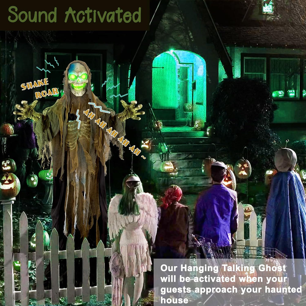 72โ Halloween Animatronics Standing Skeleton with Sound & Touch Activated