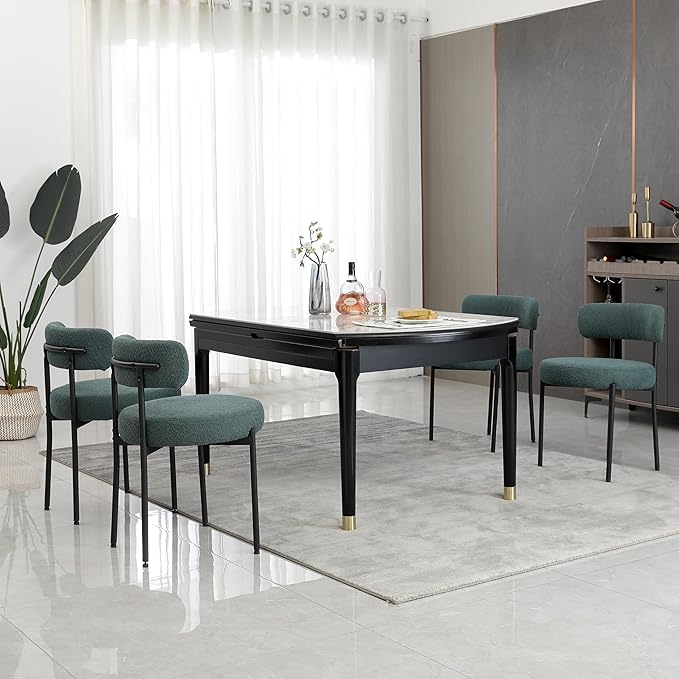 DYHOME Boucle Dining Chairs Set of 4, Upholstered Kitchen Dining Room Chairs,...