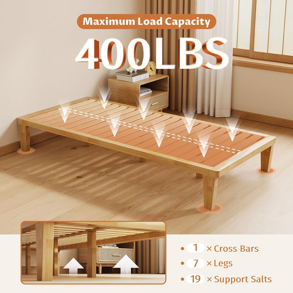 IOTXY Twin-XL Platform Bed Frame - 12" Solid Wood Mattress Foundation Base