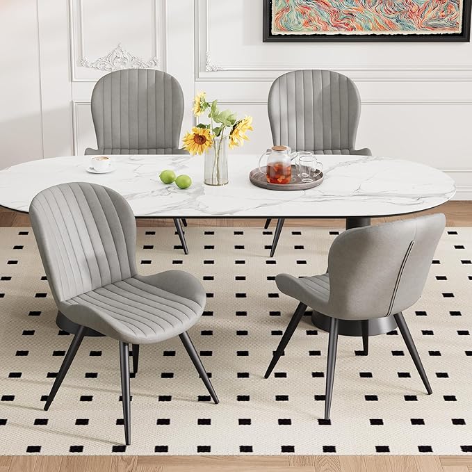 Dining Chairs Set of 6 Modern Fabric Dining Room Chairs Upholstered Dining Ch...