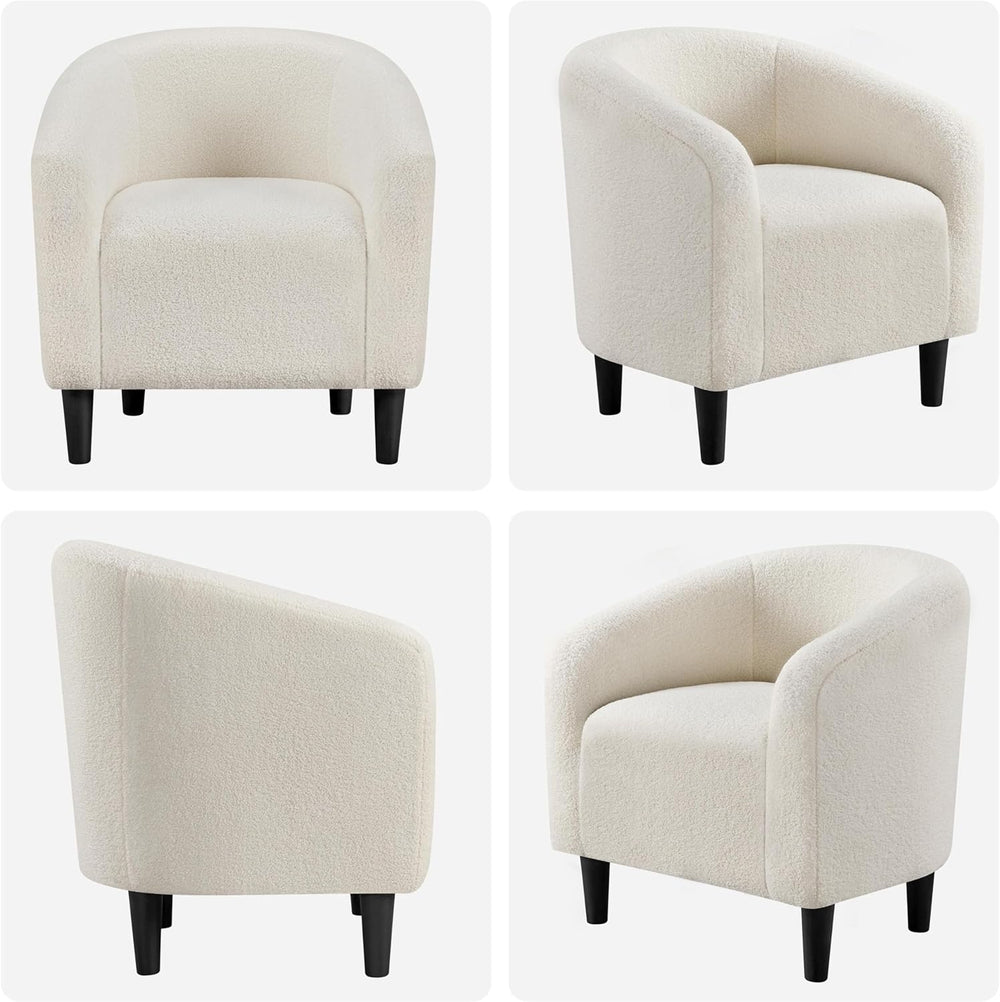 Yaheetech Accent Barrel Chair, Boucle Fabric Club Chair, Furry Sherpa Elegant...