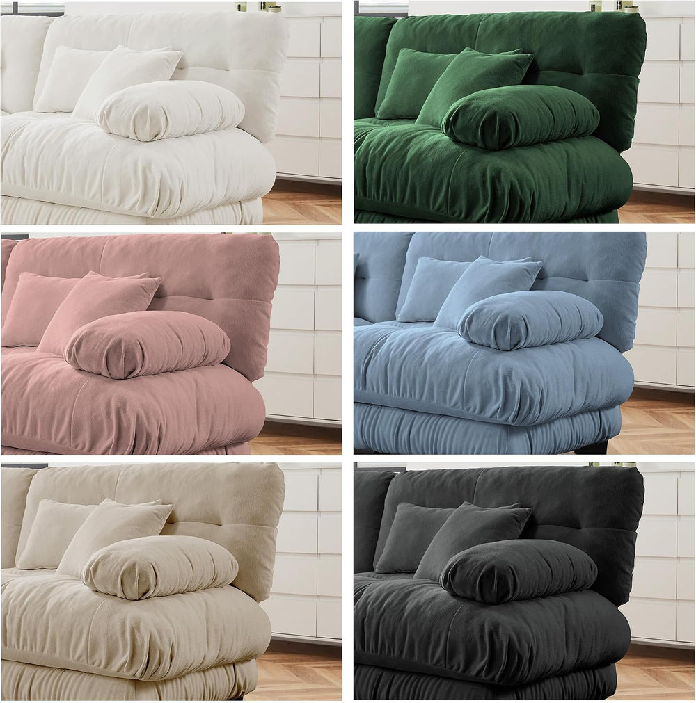 95 inch Modular Sectional Cloud Sofa Couch with Movable Ottoman for Living Ro...