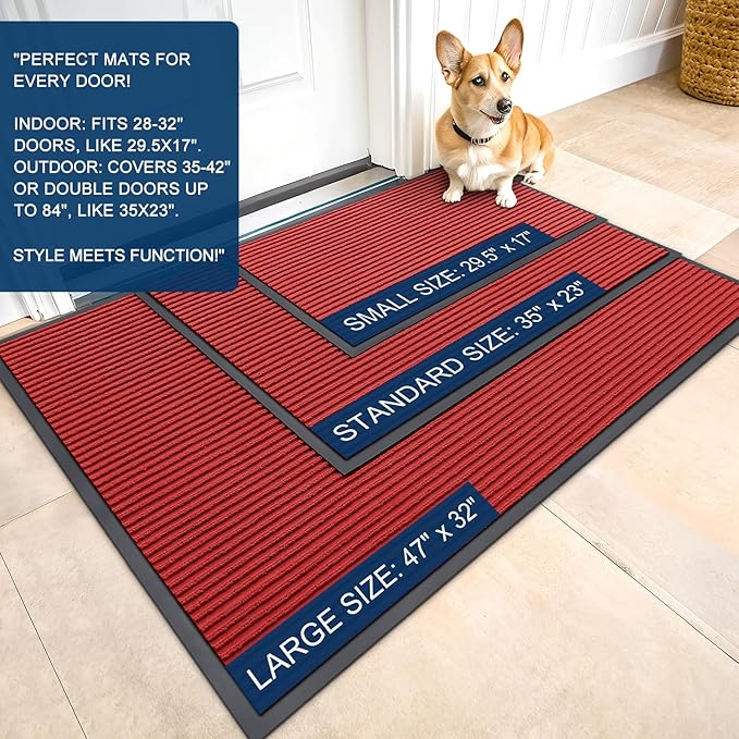 OLANLY Front Door Mat Indoor Outdoor Entrance, Waterproof Heavy Duty Doormat
