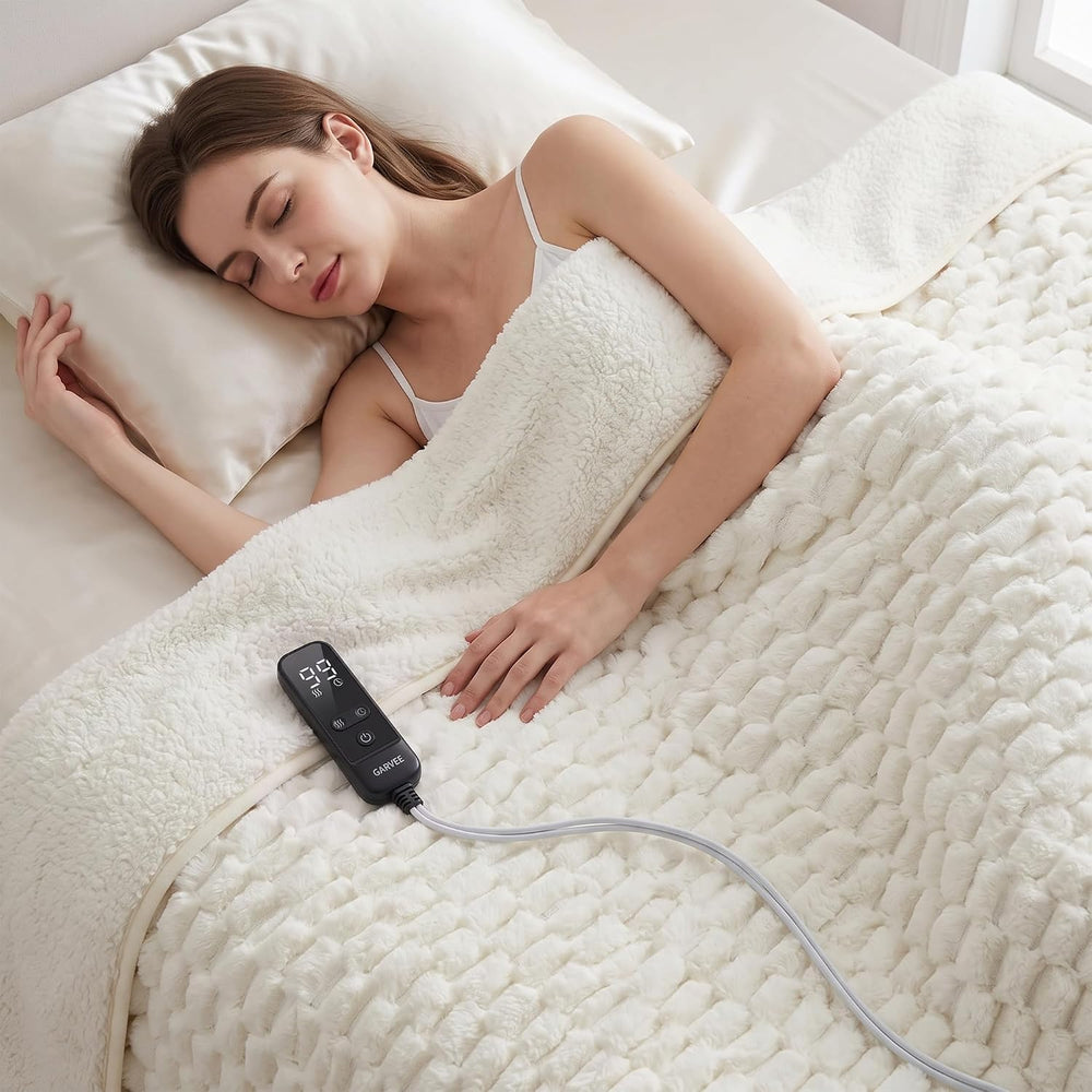 Garvee Heated Weighted Blanket for Adult 15 lbs, 48 x 72 inches, White