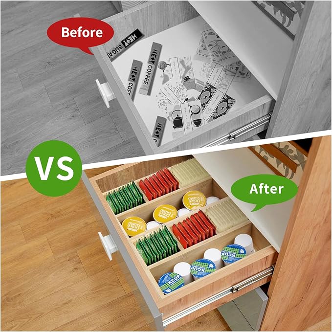 4 Pack Bamboo Tea Bag Organizer, Tea Bag Storage